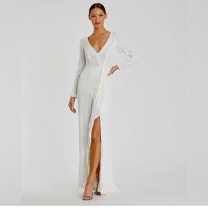 Ieena Duggal - 26395 V-Neck Sequin Evening Gown-Size 12